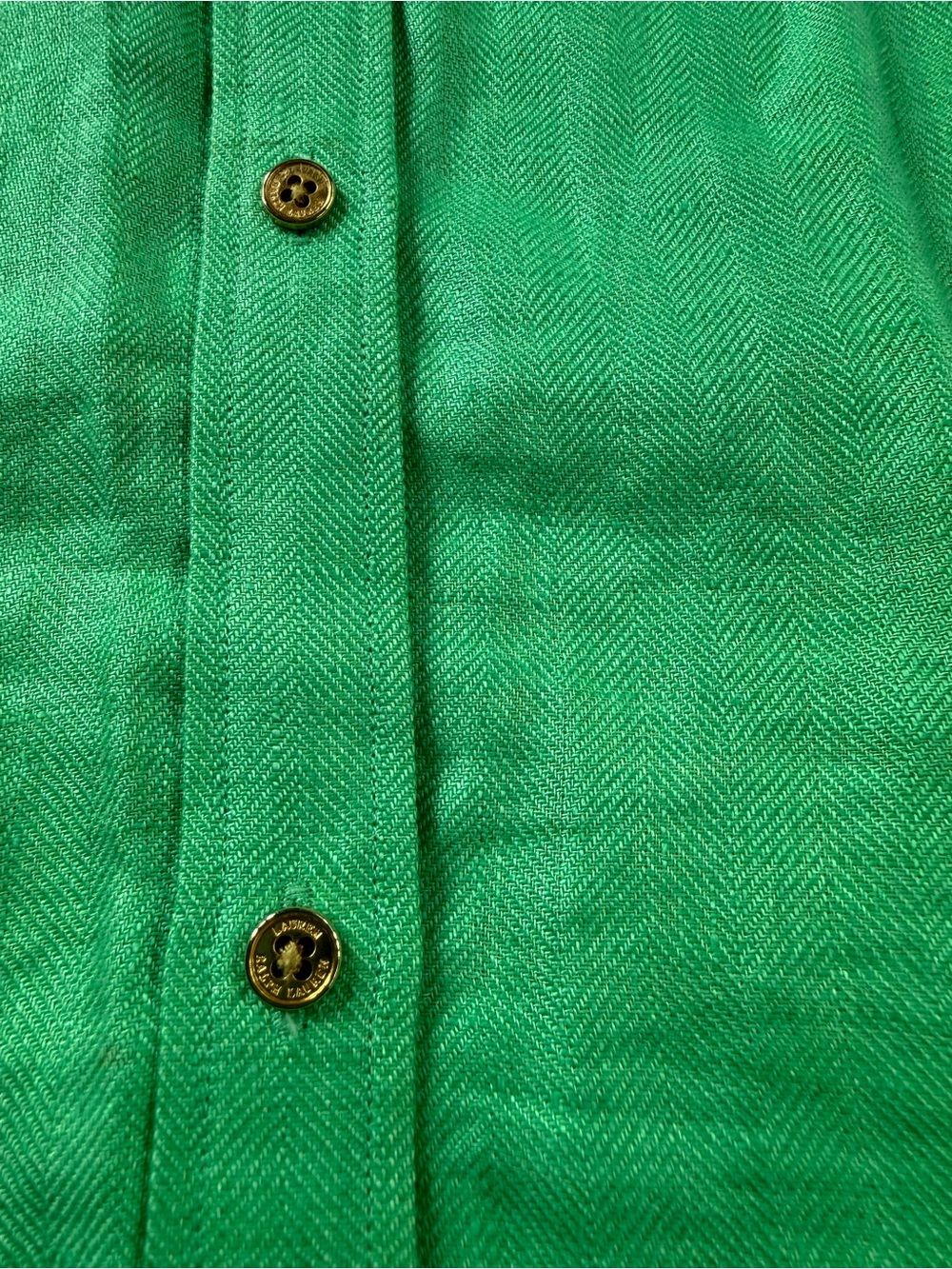 Lauren Ralph Lauren 100% Linen Bright Green Button-Down Shirt Women’s Size XL - Picture 8 of 14